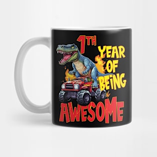 1st Year of Being Awesome 1yr Birthday Truck Dinosaur Boy Girl 1 Years Old Mug